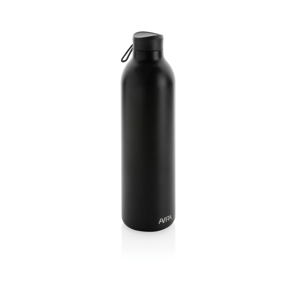Avira Avior RCS gerecycled roestvrijstalen fles 1L - zwart (± PMS Black)