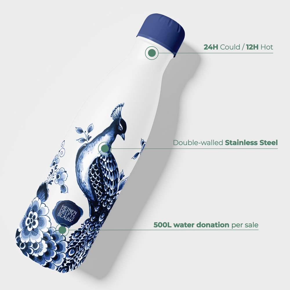 Thermosfles x Delfts Blauw - Peacock - 500 ml