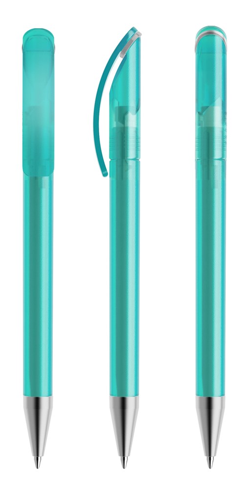 Prodir DS3TFS Frosted with Satin Metal Nose-Cone - Aqua frosted