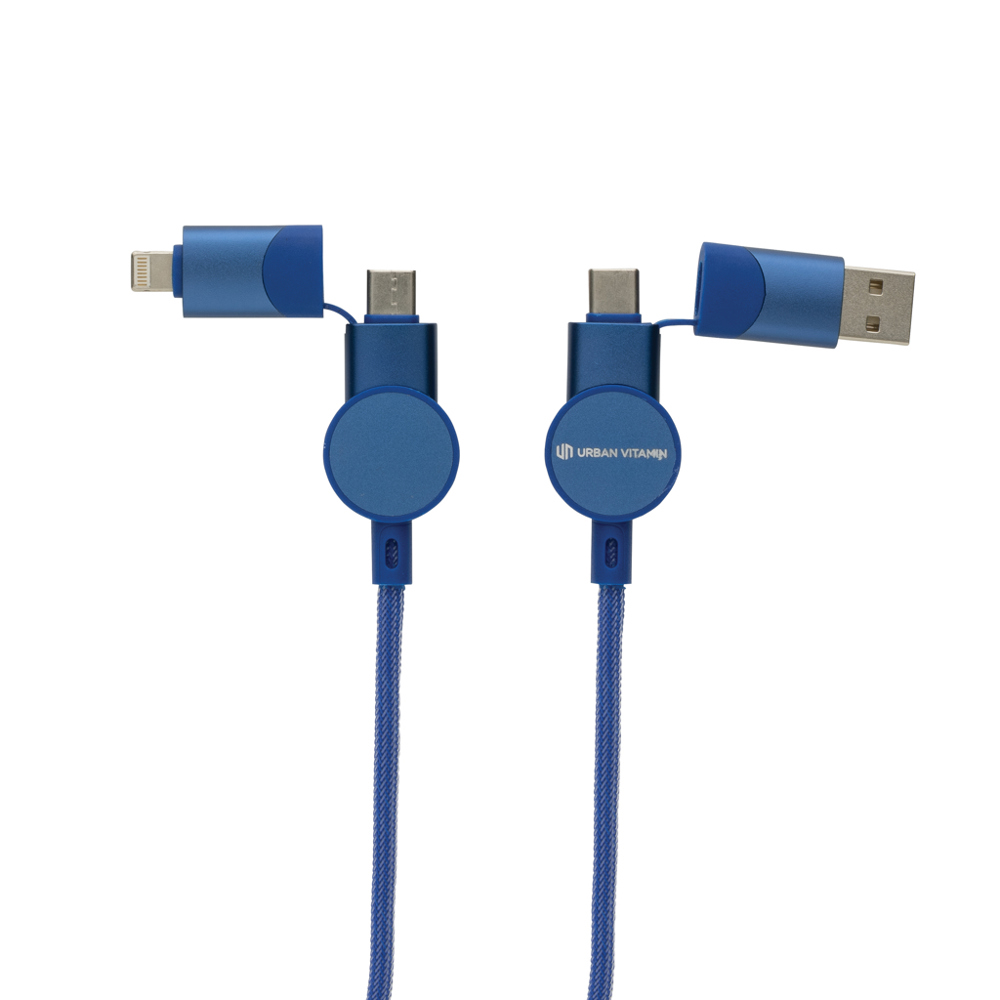 Oakland 1.2meter RCS rplastic 6-in-1 fast charging 45W kabel - blauw (± PMS 2161C)