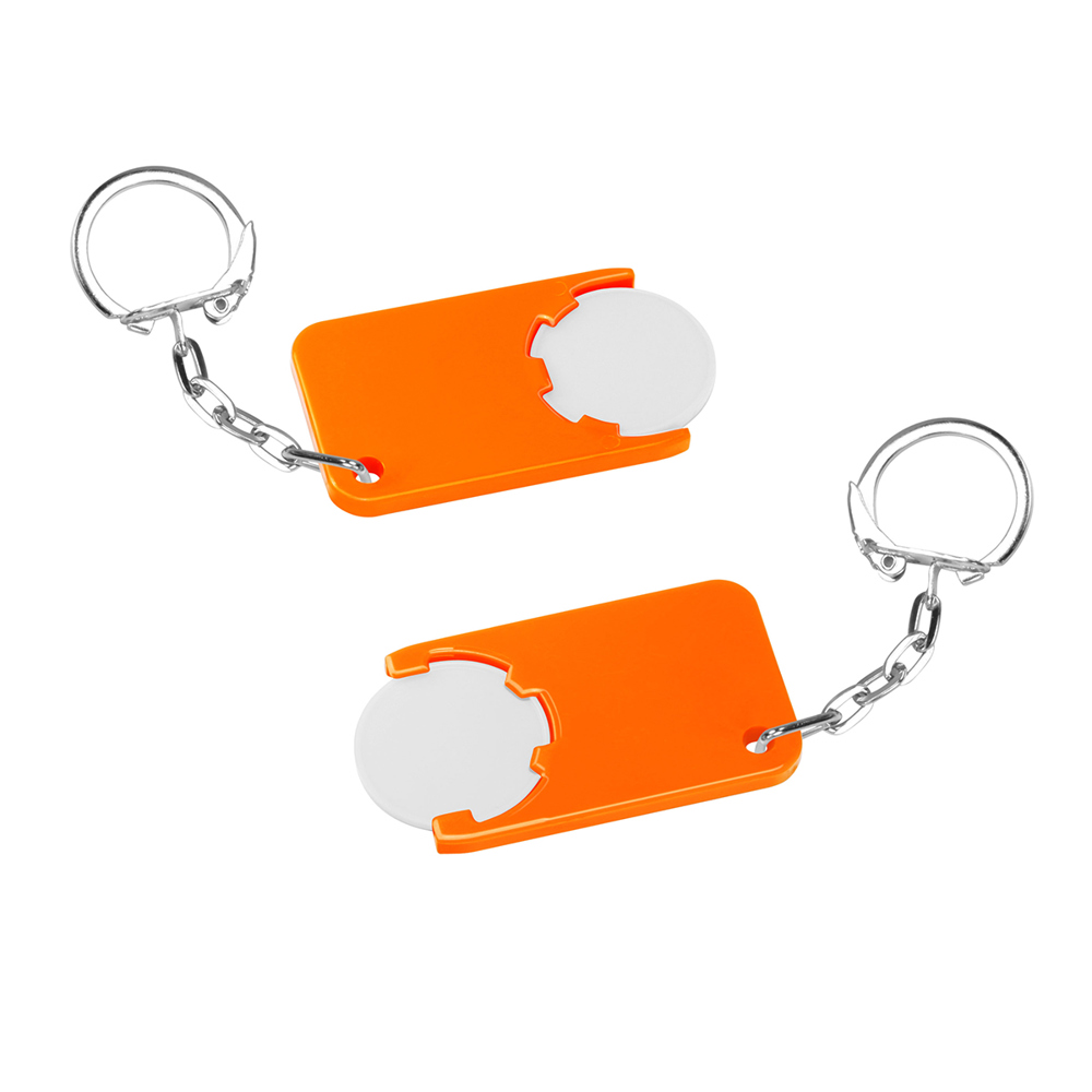 Chiphouder met winkelwagenmuntje 1€ "Beta" - wit/oranje