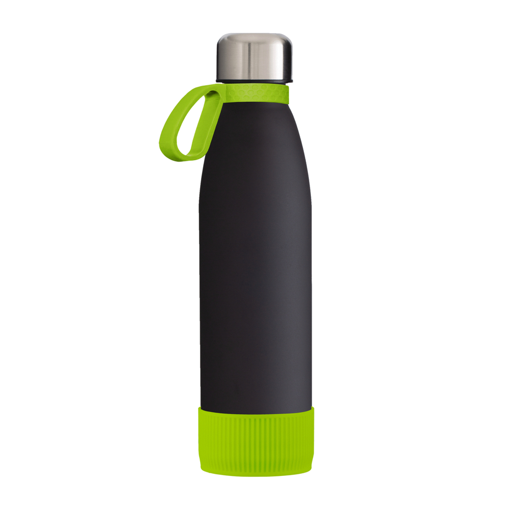 Fles GLASS - lichtgroen, zwart