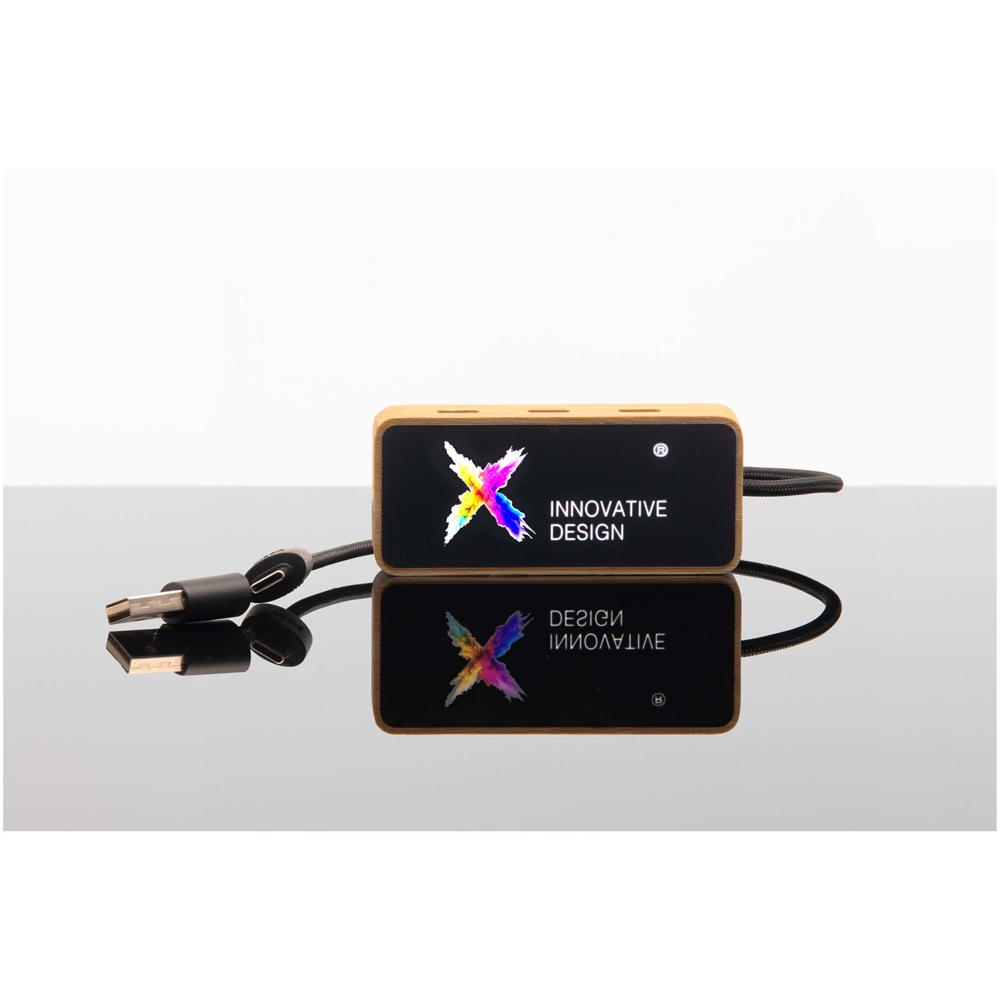 SCX.design H21 8-in-1 houten USB-hub met dubbele ingang en 6 poorten