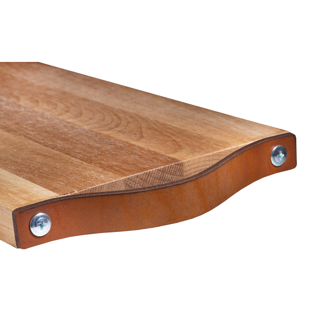 Plank met leren handvat beuken 33x16 cm