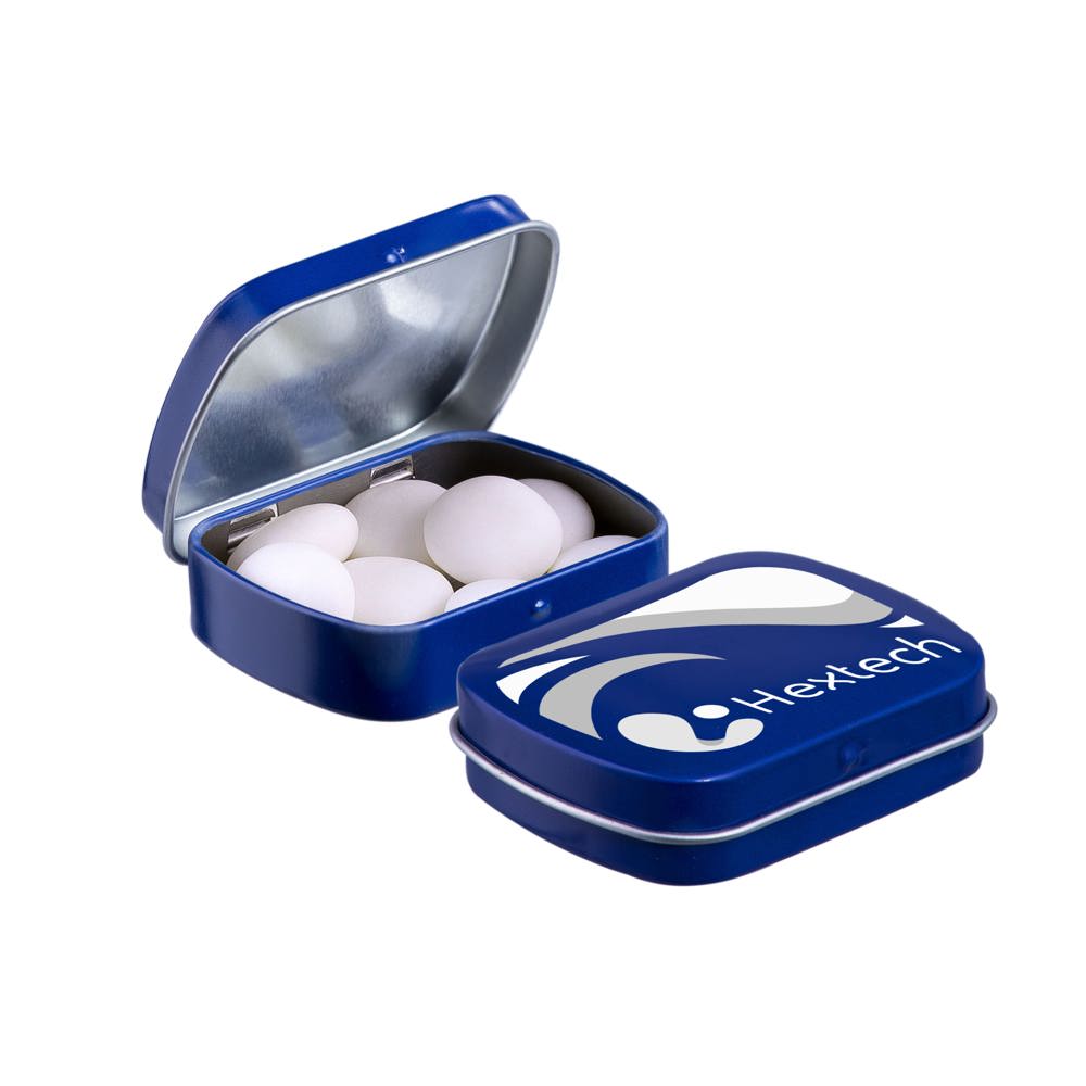 Mini scharnierblikje met Mentos mints - Blauw
