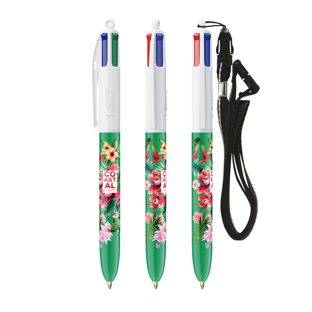 BIC® 4 Colours® balpen + Lanyard