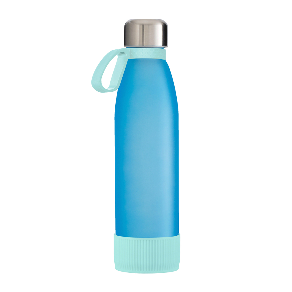 Fles GLASS - lichtblauw, zilver, cyaan