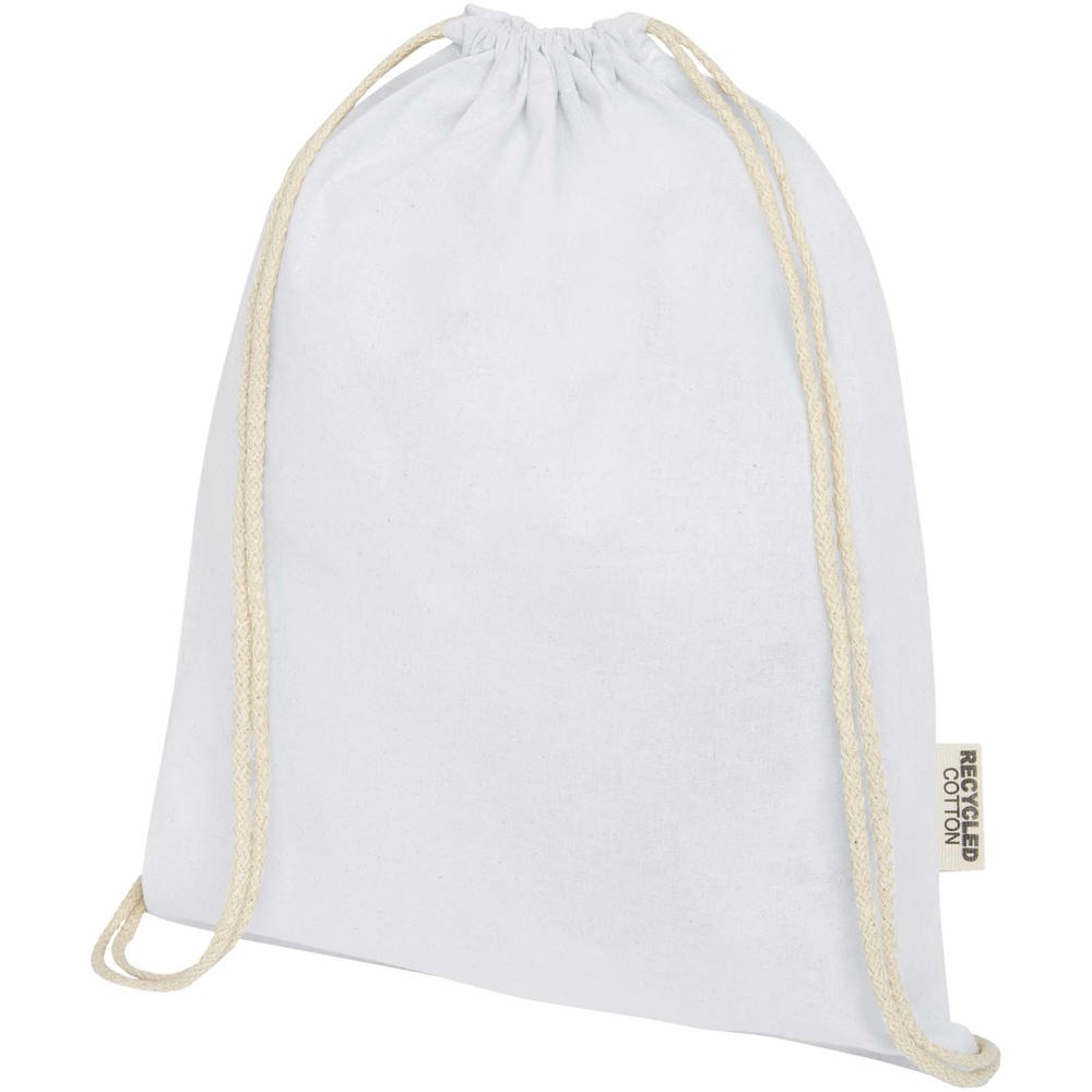 Oregon tas met trekkoord van 140 g/m² GRS gerecycled katoen - Wit