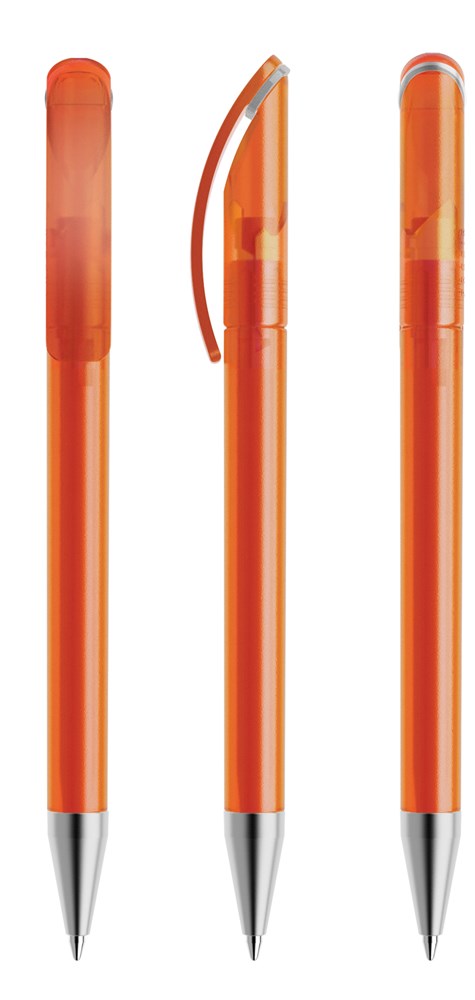 Prodir DS3TFS Frosted with Satin Metal Nose-Cone - Orange frosted