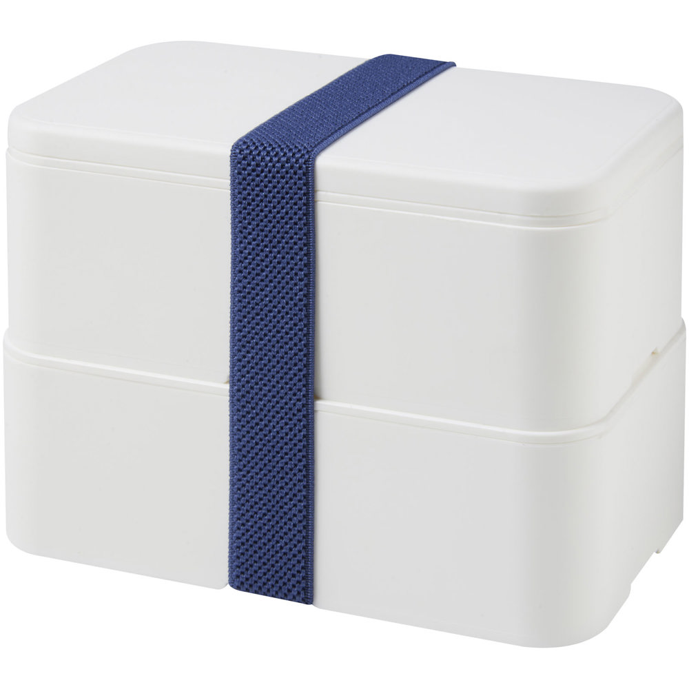 MIYO 700+700 ml dubbellaagse lunchbox - Wit, Wit, Blauw