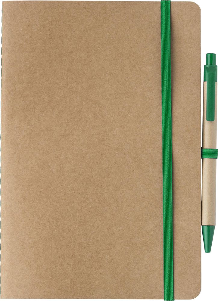 Gerecycled kartonnen notitieboekje (A5) Theodore Original - Groen