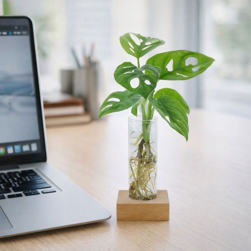 Hydroponic plants - Single tube & wood
