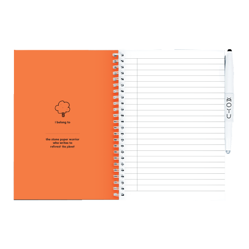 MOYU Uitwisbaar Steenpapier Notitieboek A5 Premium – 40 Pagina’s, Sunset Orange, Lijnen
