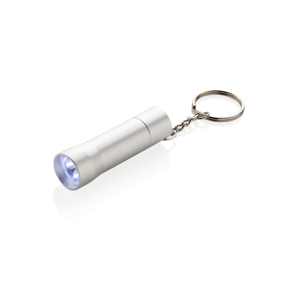 Flash RCS gerecycled aluminium sleutelhanger zaklamp - zilvergrijs (± PMS silver grey)