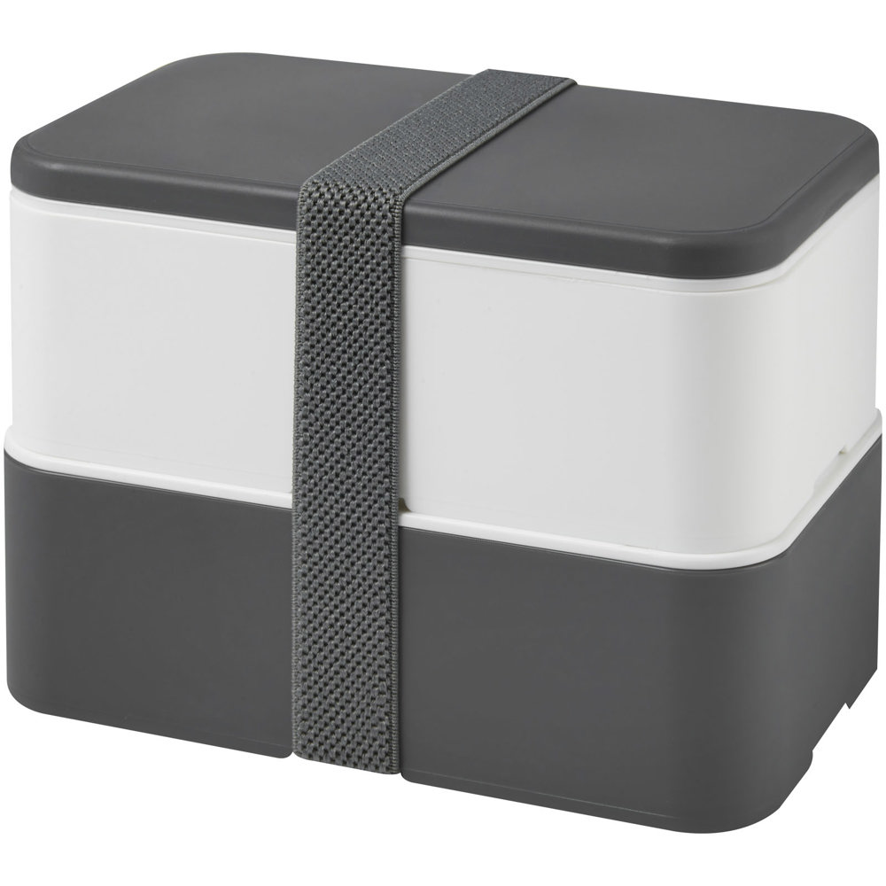 MIYO 700+700 ml dubbellaagse lunchbox - Grijs, Wit, Grijs