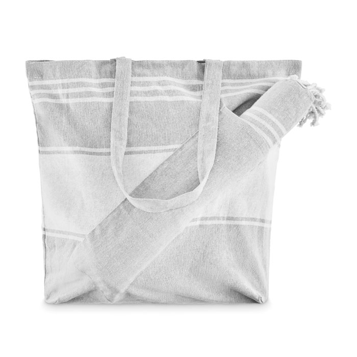 HUMMUM - Strandtas met hamamdoek - grijs