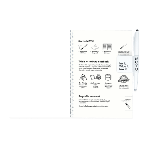 MOYU Uitwisbaar Steenpapier Notitieboek A5 Hardcover – 20 Pagina’s, Full Color, Blanco