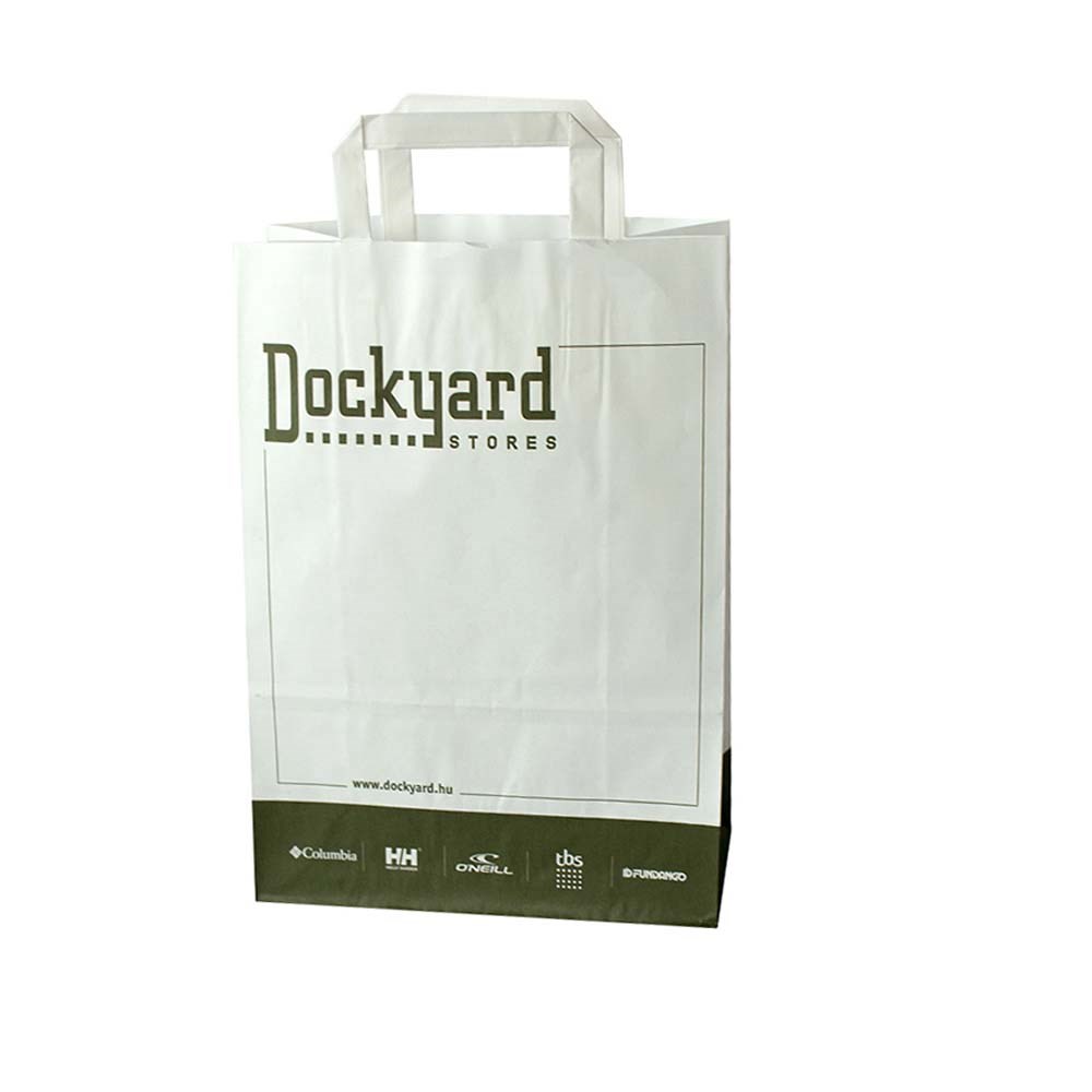 Draagtas, duurzaam kraft wit, 18 x 10 x 34 cm, 80 grams, platte handle