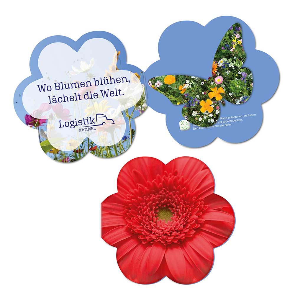 Zaadpapier in bloemen vouwkaart - individueel