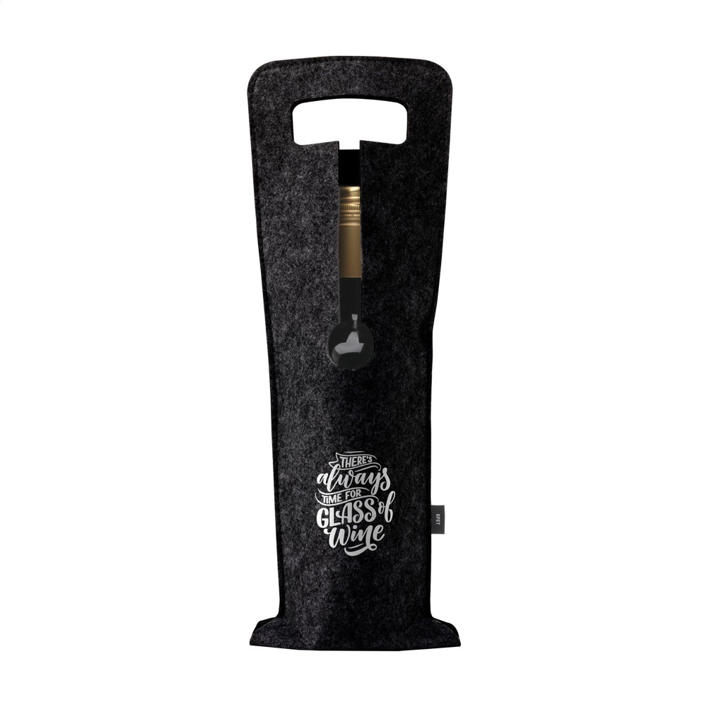 Wine Bag-to-Give GRS RPET wijntas - zwart (± PMS Black)