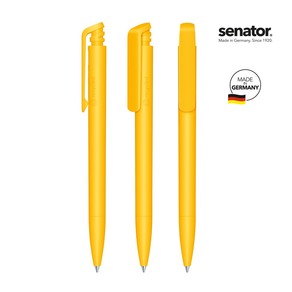 senator® Trento Matt Recycled retractable pen - wit/geel 7408