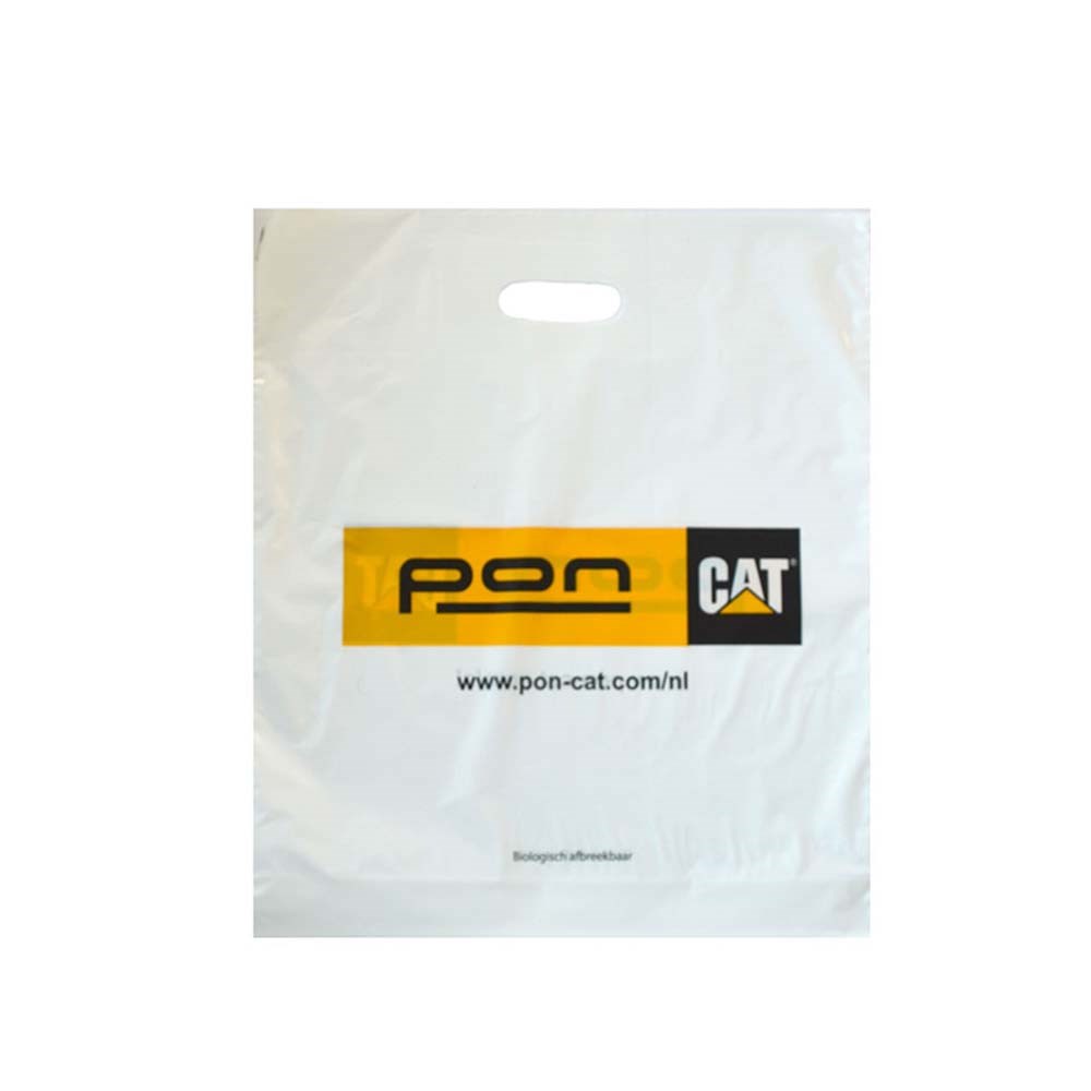 Plastic tas 45 x 45 x 7,5 cm, 48 micron, biologisch afbreekbaar, stanshandvat, 1 zijde