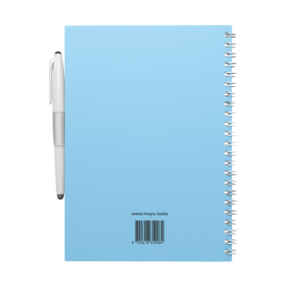 MOYU Uitwisbaar Steenpapier Notitieboek A5 Hardcover – 20 Pagina’s, Sky Blue, Lijnen