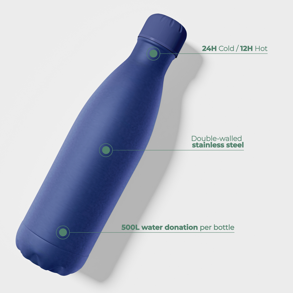 Thermosfles / Drinkfles - Blauw - 500 ml