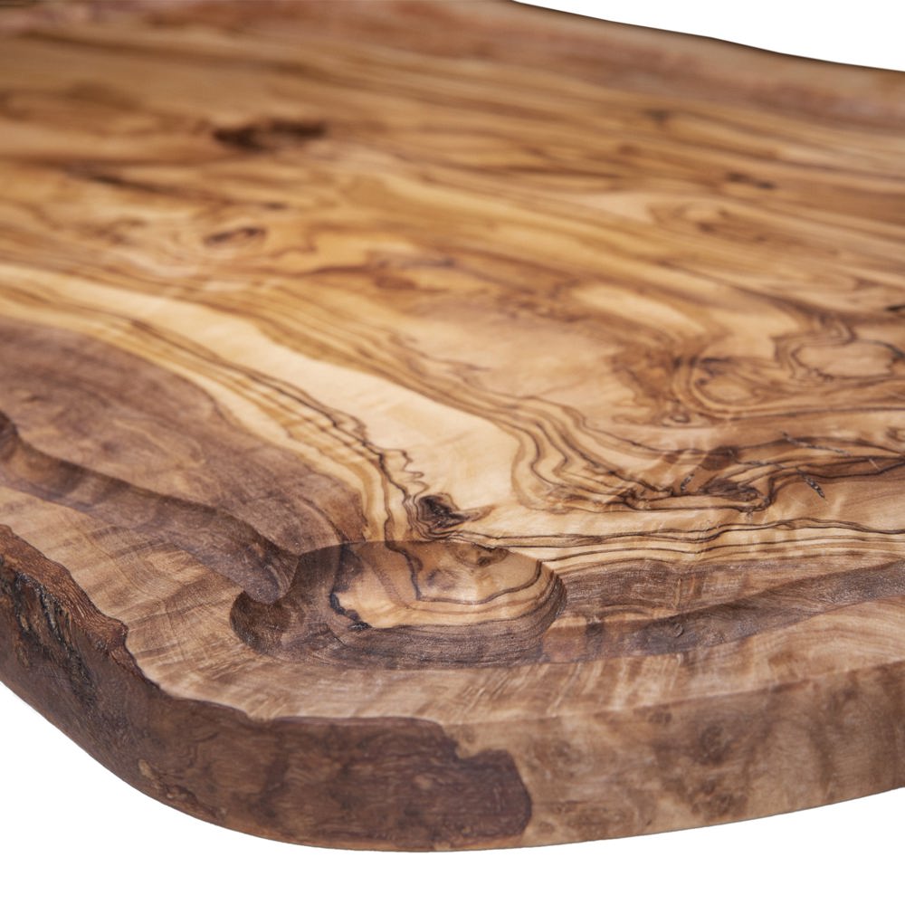 Plank met sapgeul ovaal olijfhout ca. 35x15 cm