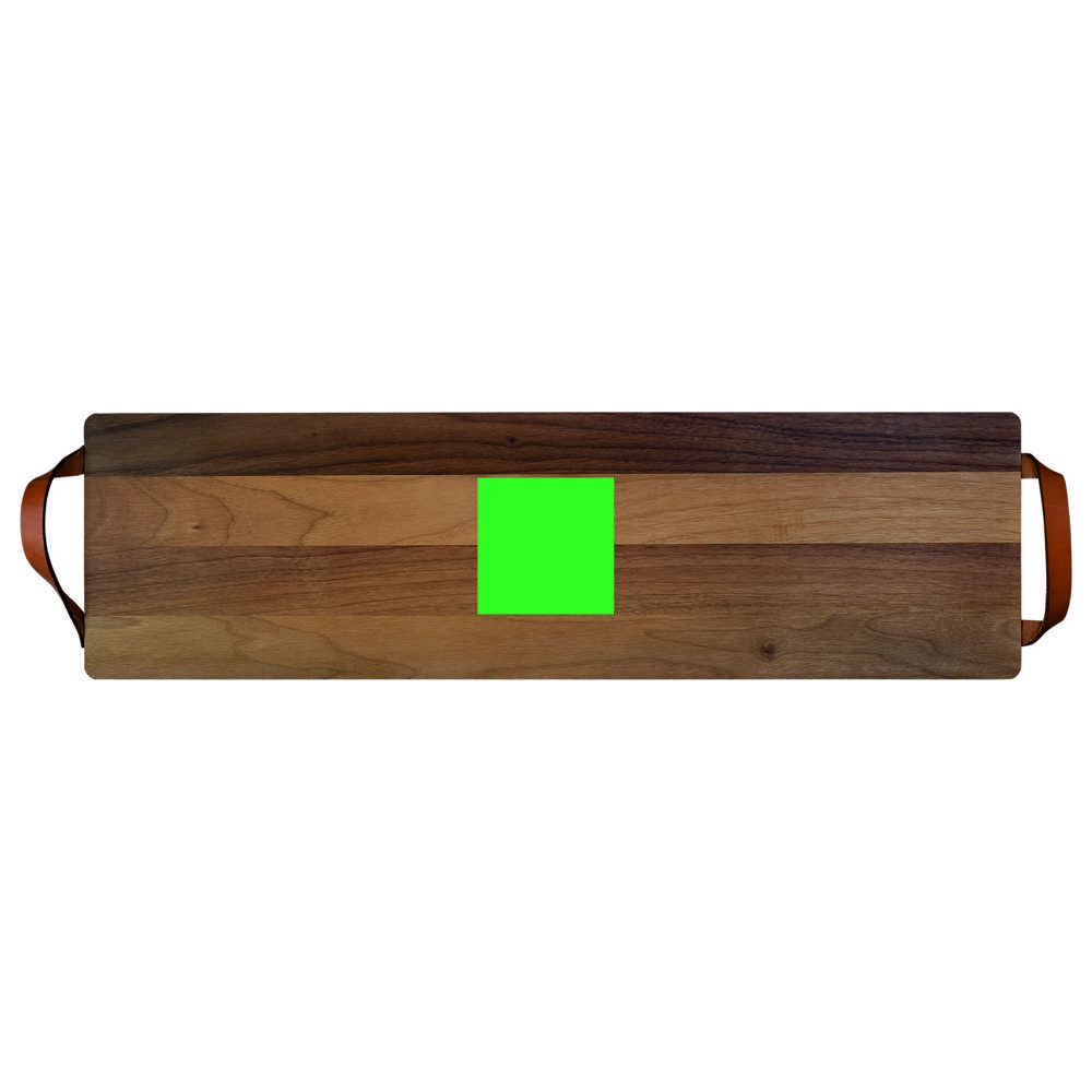 Plank met leren handvaten walnoot 69x19 cm