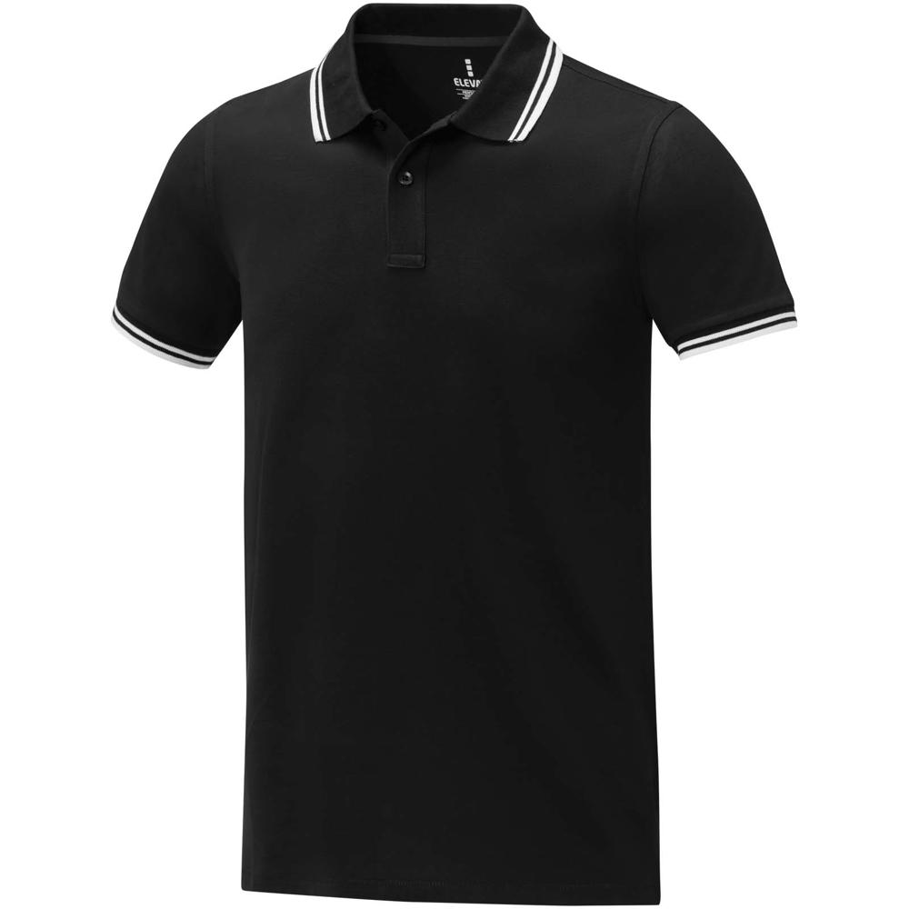 Amarago 200 g/m² tipping herenpolo met korte mouwen - zwart