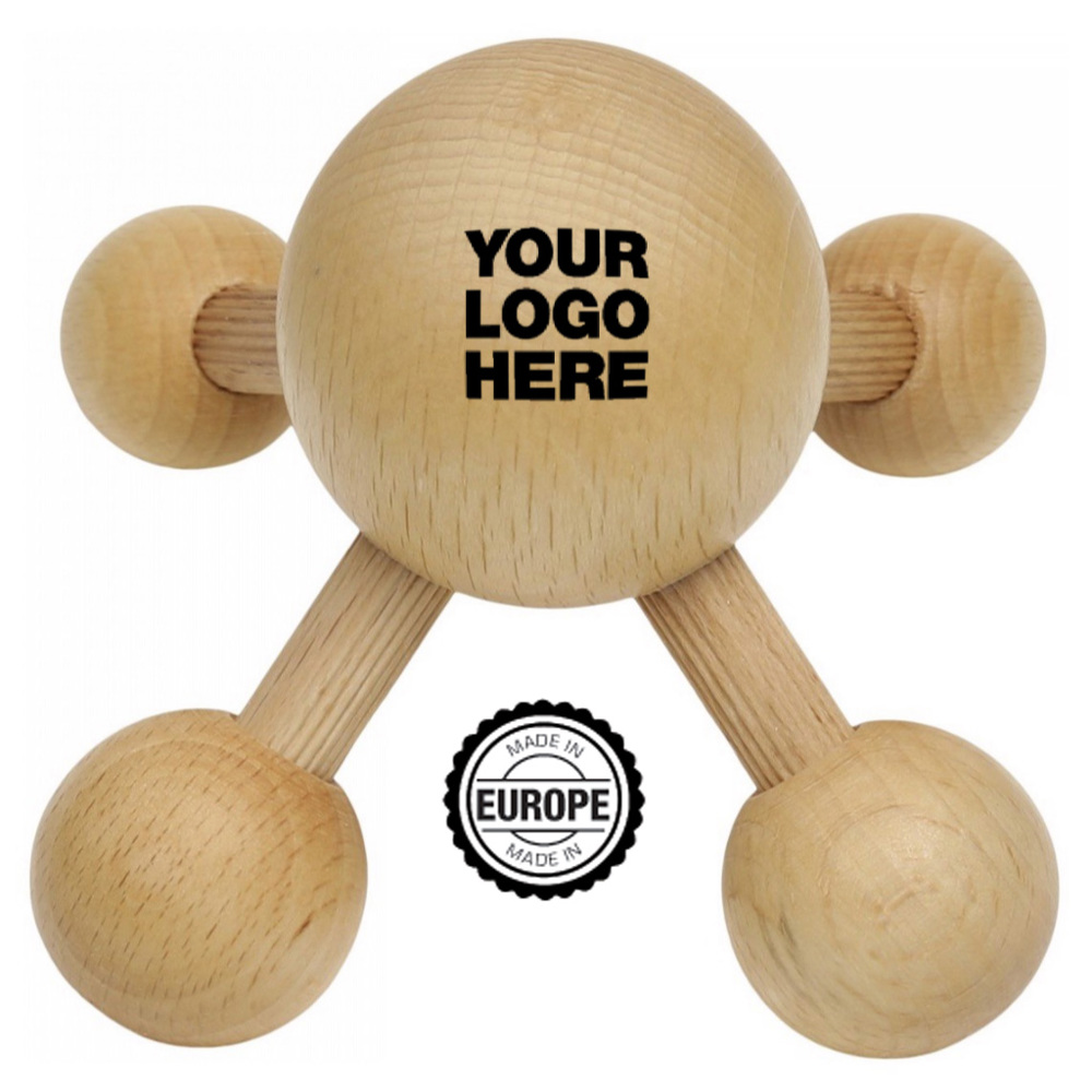 Massagetool 4-poots, "Made in Europe", met opdruk of warmdruk