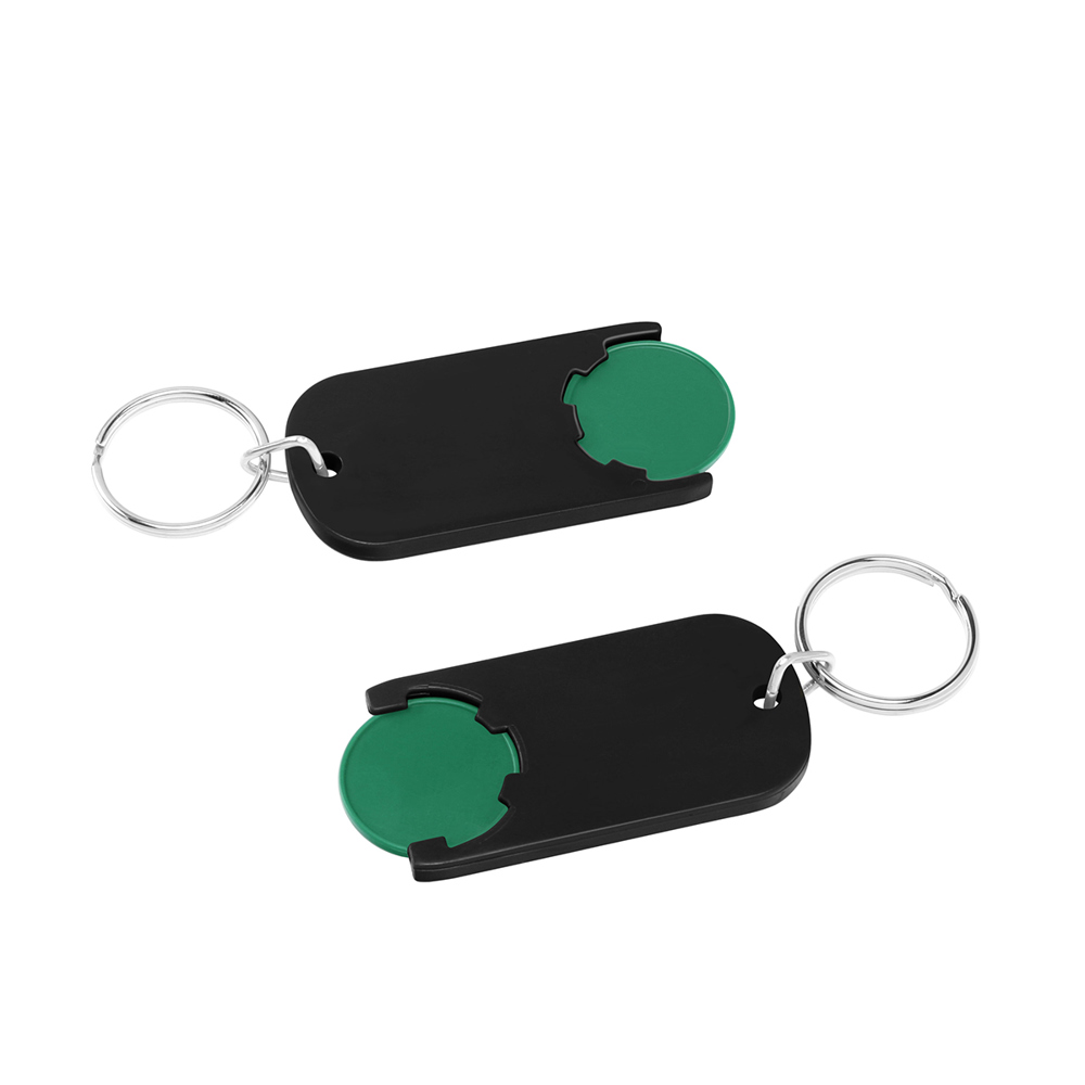 Chiphouder met winkelwagenmuntje 1€ "Alpha" - groen/zwart