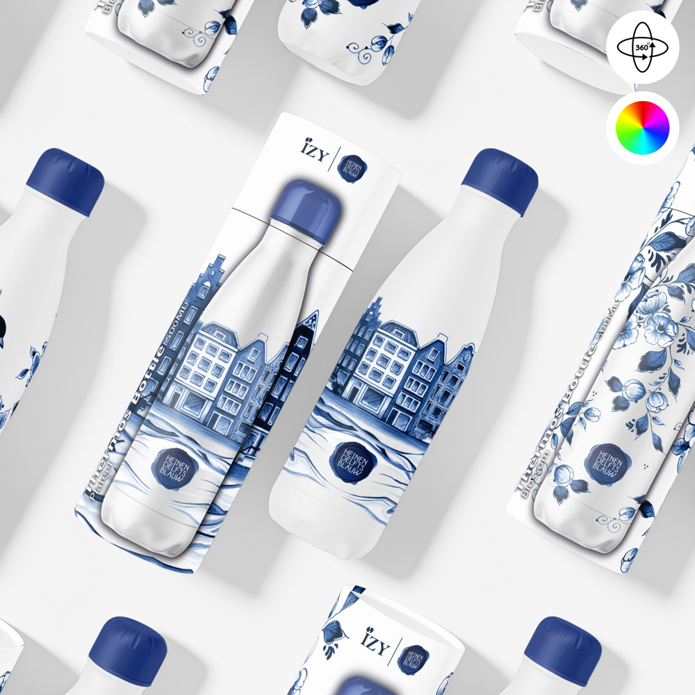 Thermosfles / Drinkfles 500ml x Delfts Blauw - Incl luxe verpakking