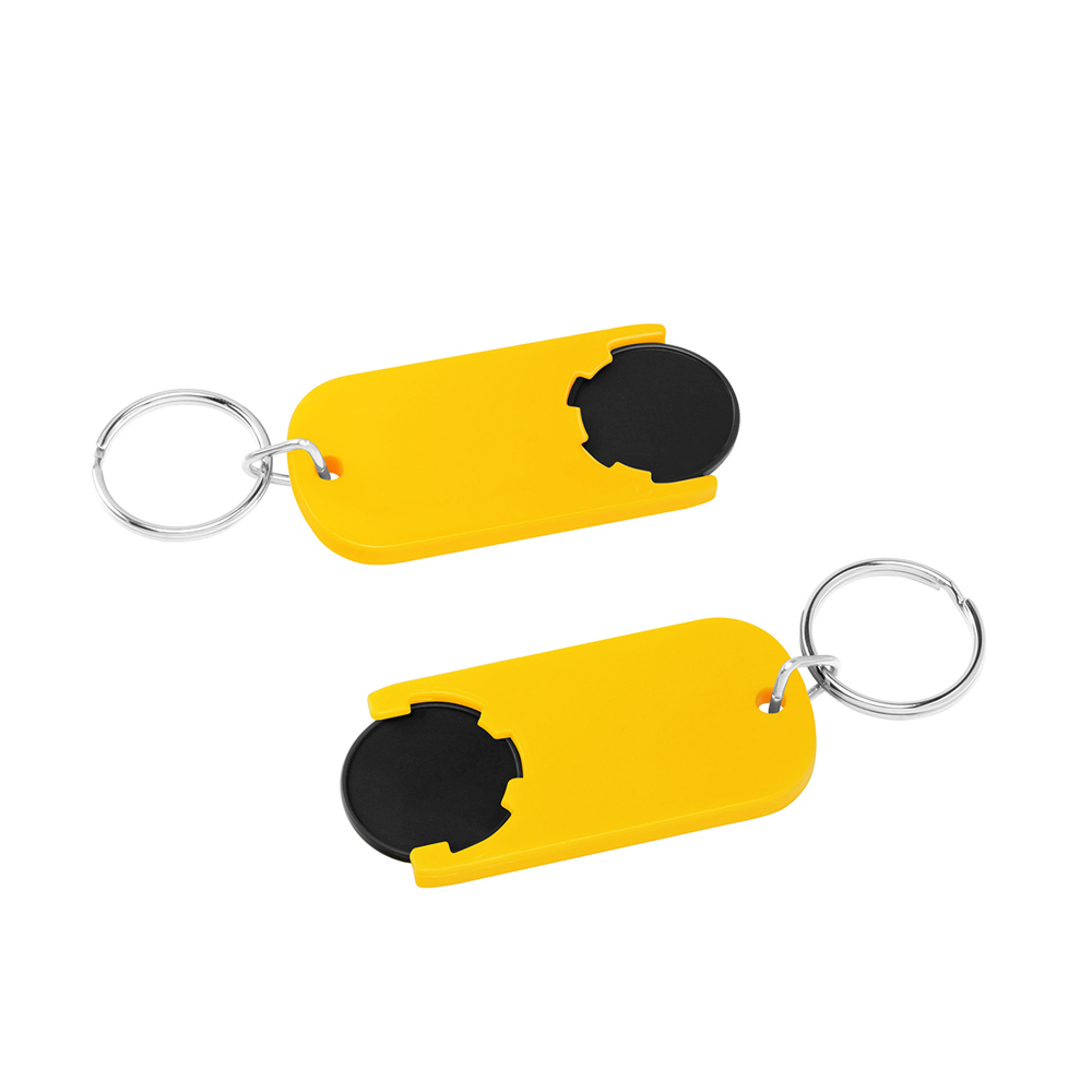 Chiphouder met winkelwagenmuntje 1€ "Alpha" - zwart/geel