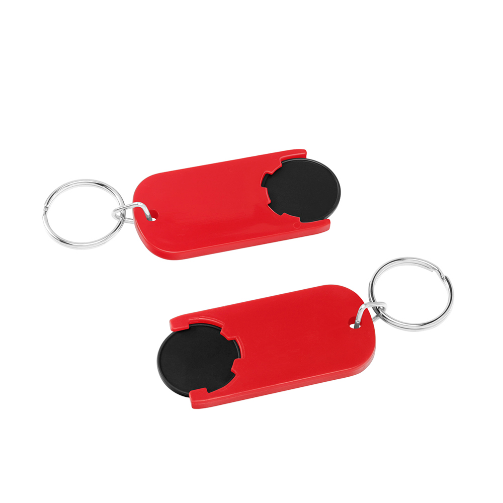 Chiphouder met winkelwagenmuntje 1€ "Alpha" - Zwart/Rood