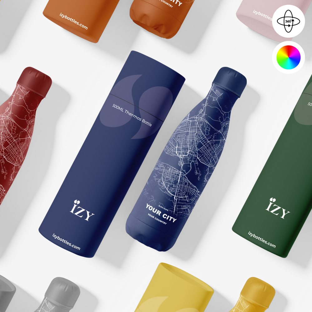 Thermosfles / Drinkfles x Jouw Stad - Blauw - 500 ml