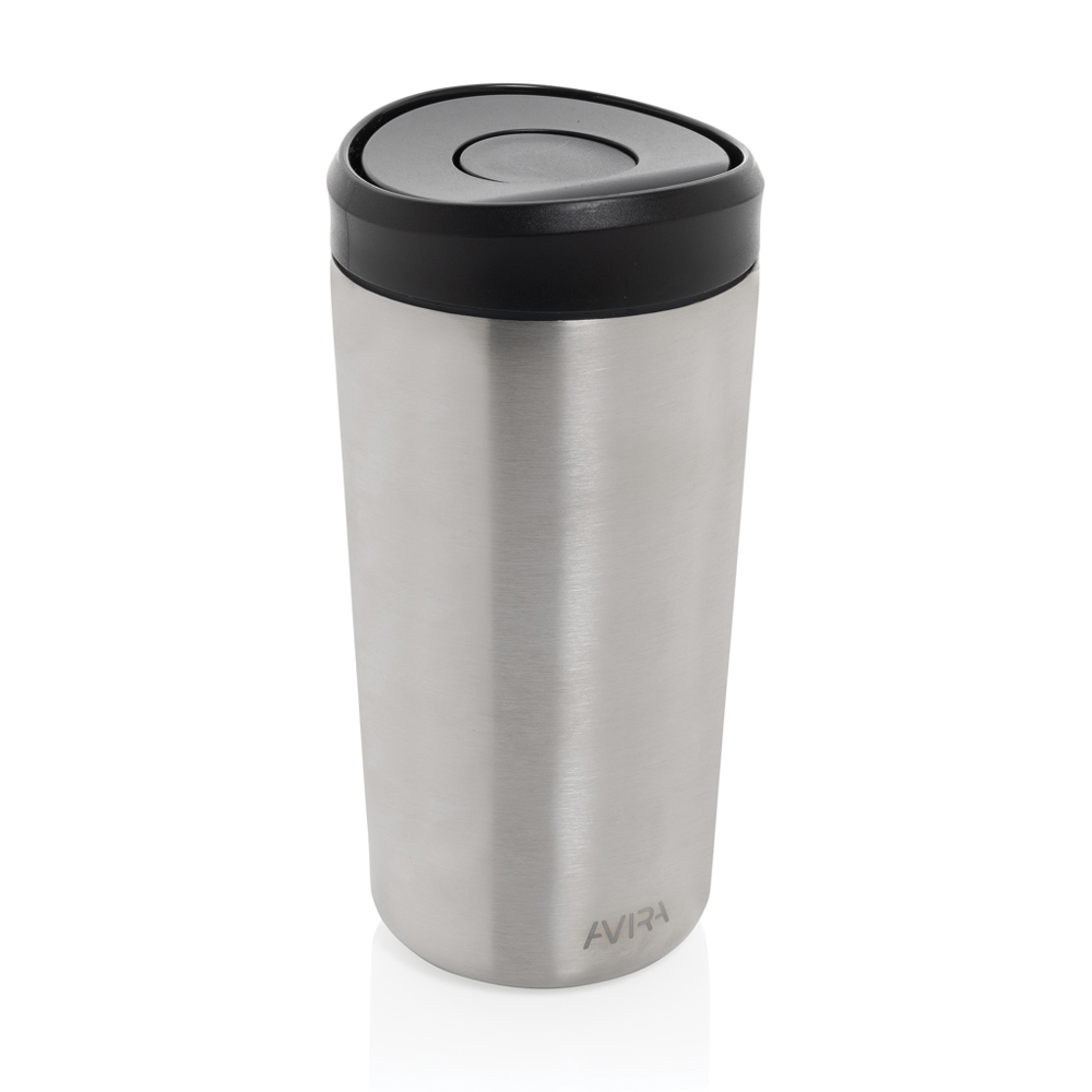 Avira Alix RCS recycled staal klik beker 400ML - zilver (± PMS 428)
