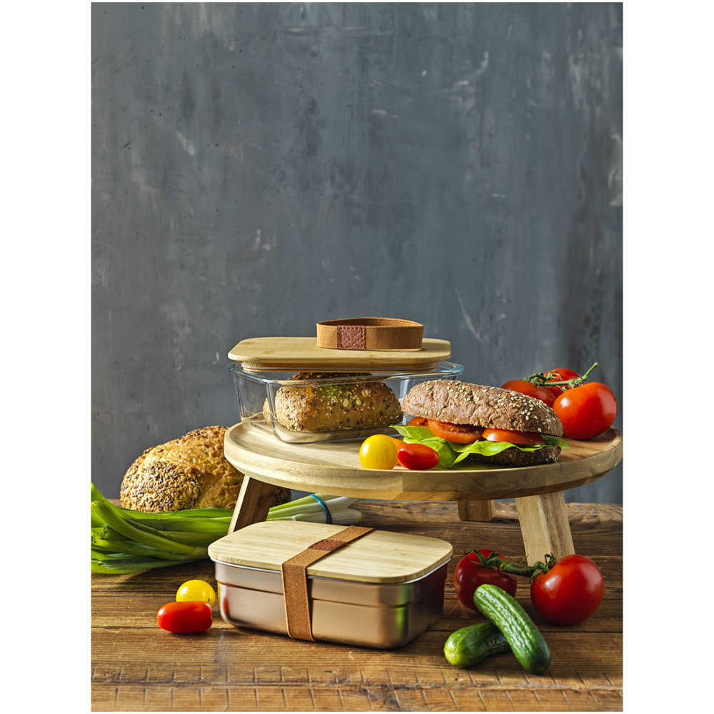 Roby 1000 ml glazen lunchbox met bamboe deksel