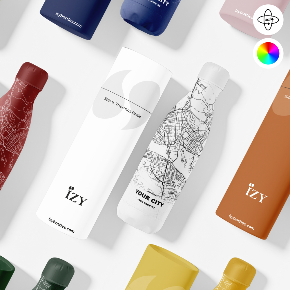 Thermosfles / Drinkfles x Jouw Stad - Wit - 500 ml
