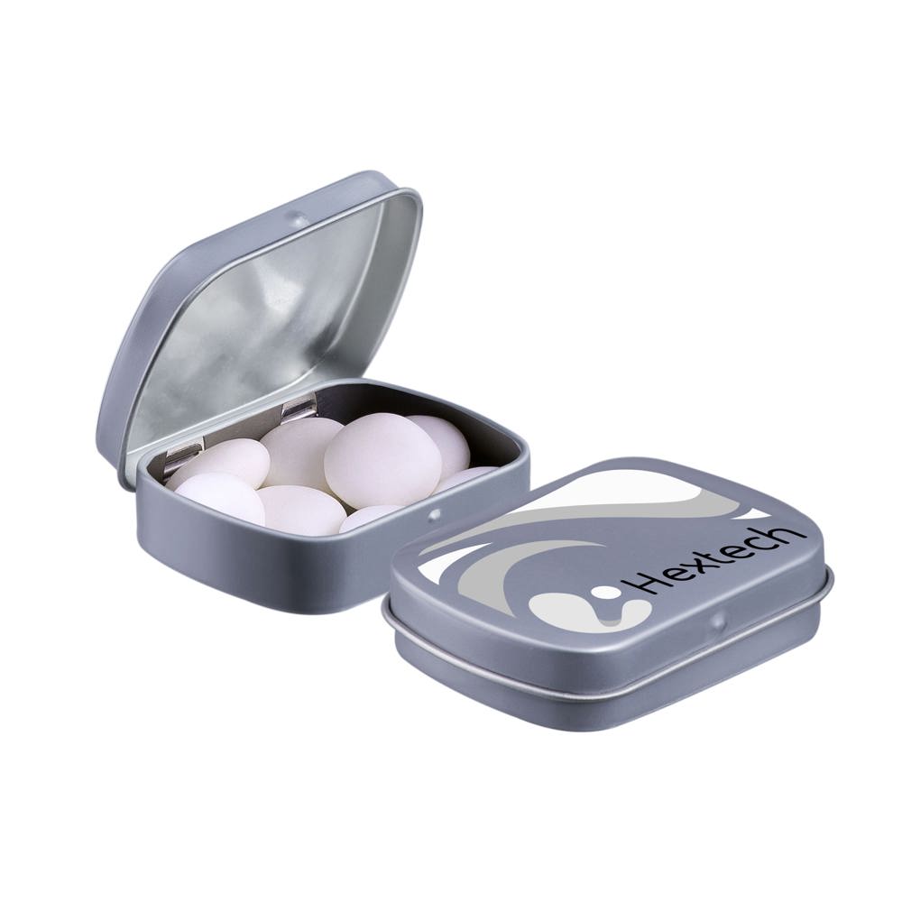 Mini scharnierblikje met Mentos mints - grijs