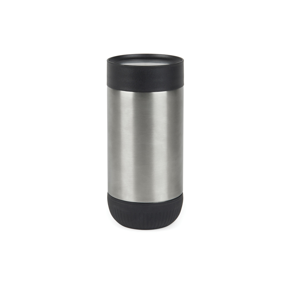 VINGA Erie RCS recycled RVS push mug 350 ML - zilver, zwart (± PMS 428/ ± PMS Black c)