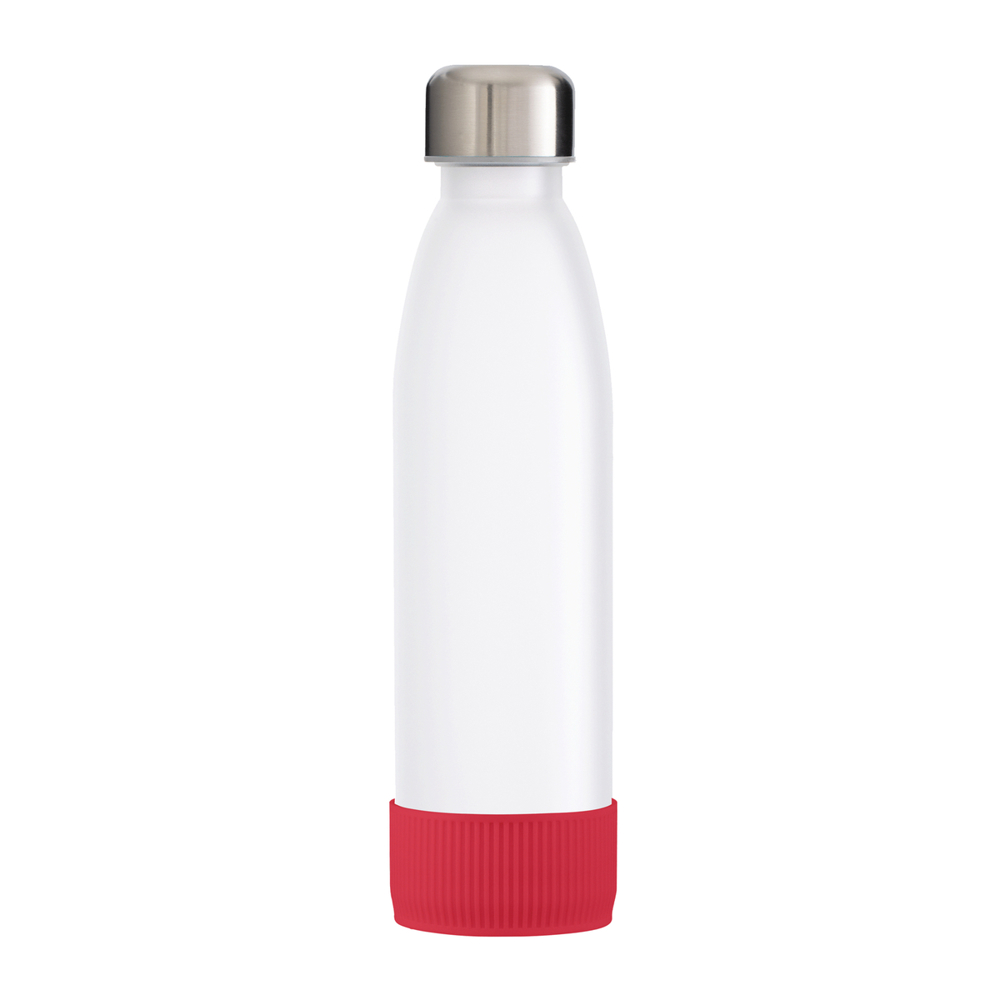 Fles GLASS - rood, zilver, wit