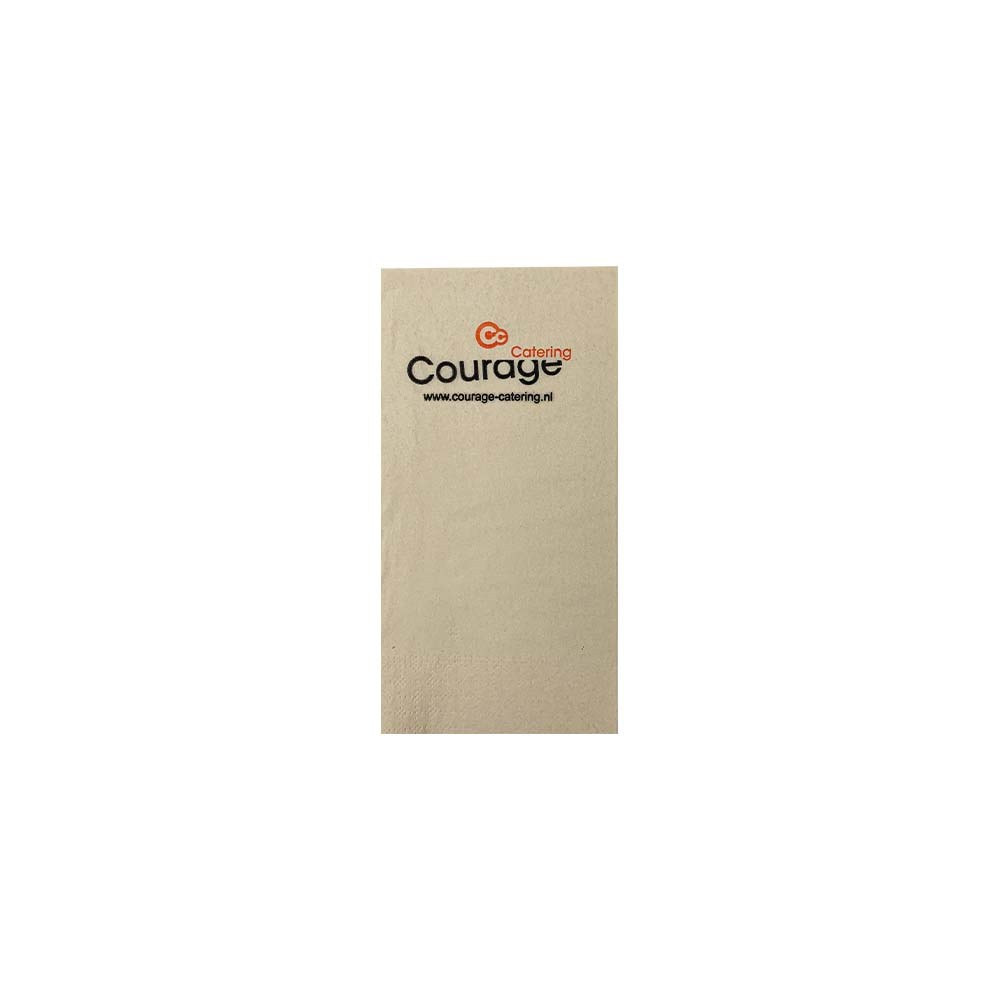Servetten, 3 laags celstof, 5 x 7 cm opdruk, 33 x 33 cm, 1/8 vouw, gekleurd