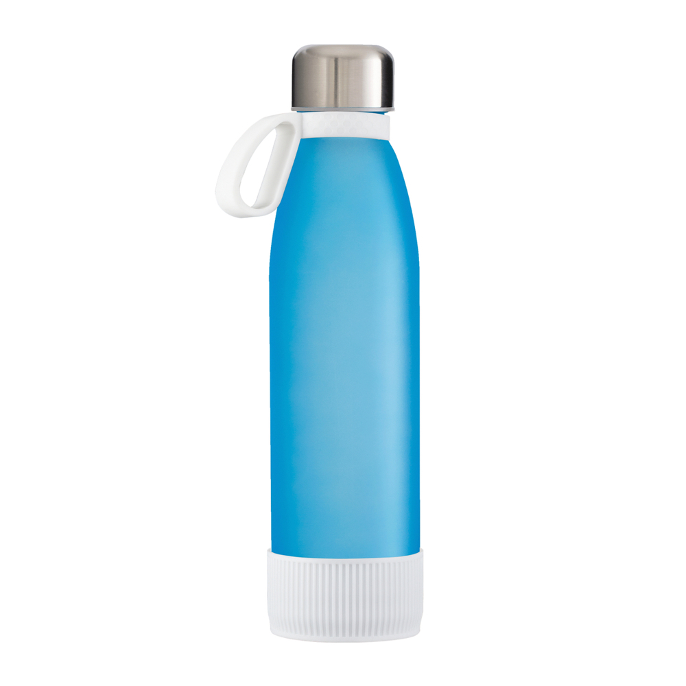 Fles GLASS - wit, zilver, cyaan