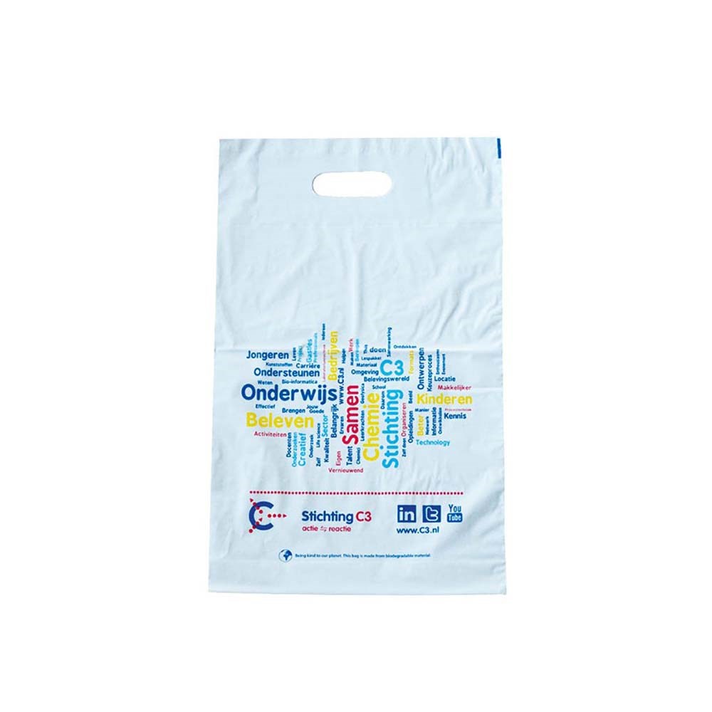 Plastic tas, 30 x 45 x 7,5 cm, 48 micron, ldpe, stanshandvat, 2 zijden