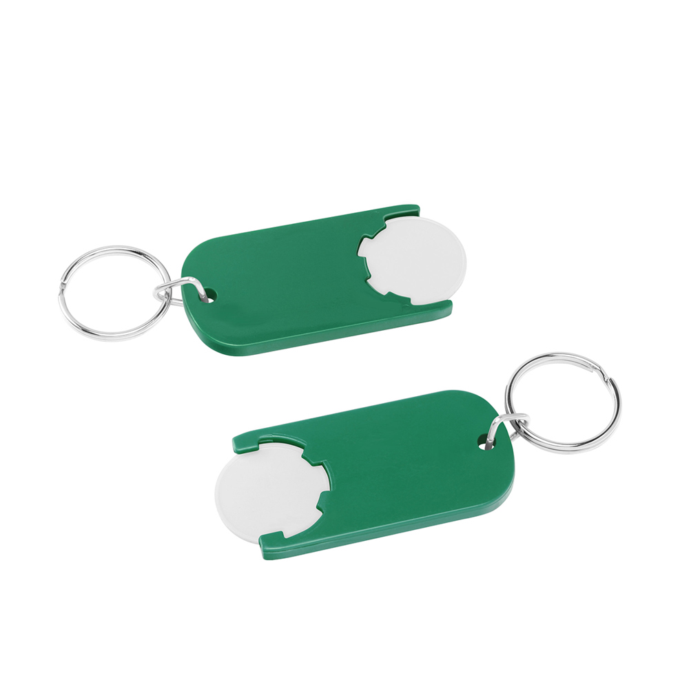 Chiphouder met winkelwagenmuntje 1€ "Alpha" - Wit/Groen