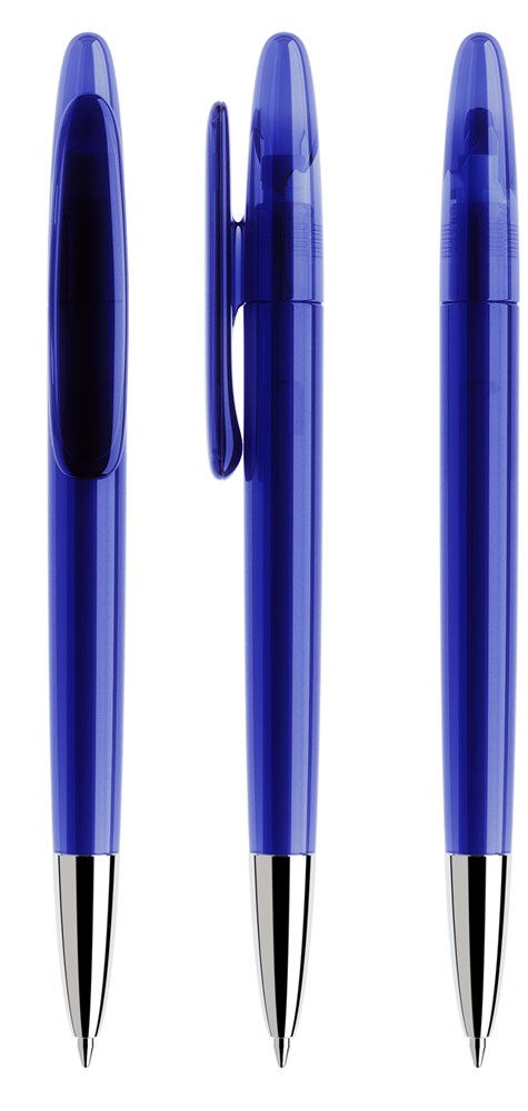Prodir DS5 TTC Transparent with Chrome Metal Nose-Cone - Classic Blue transparant