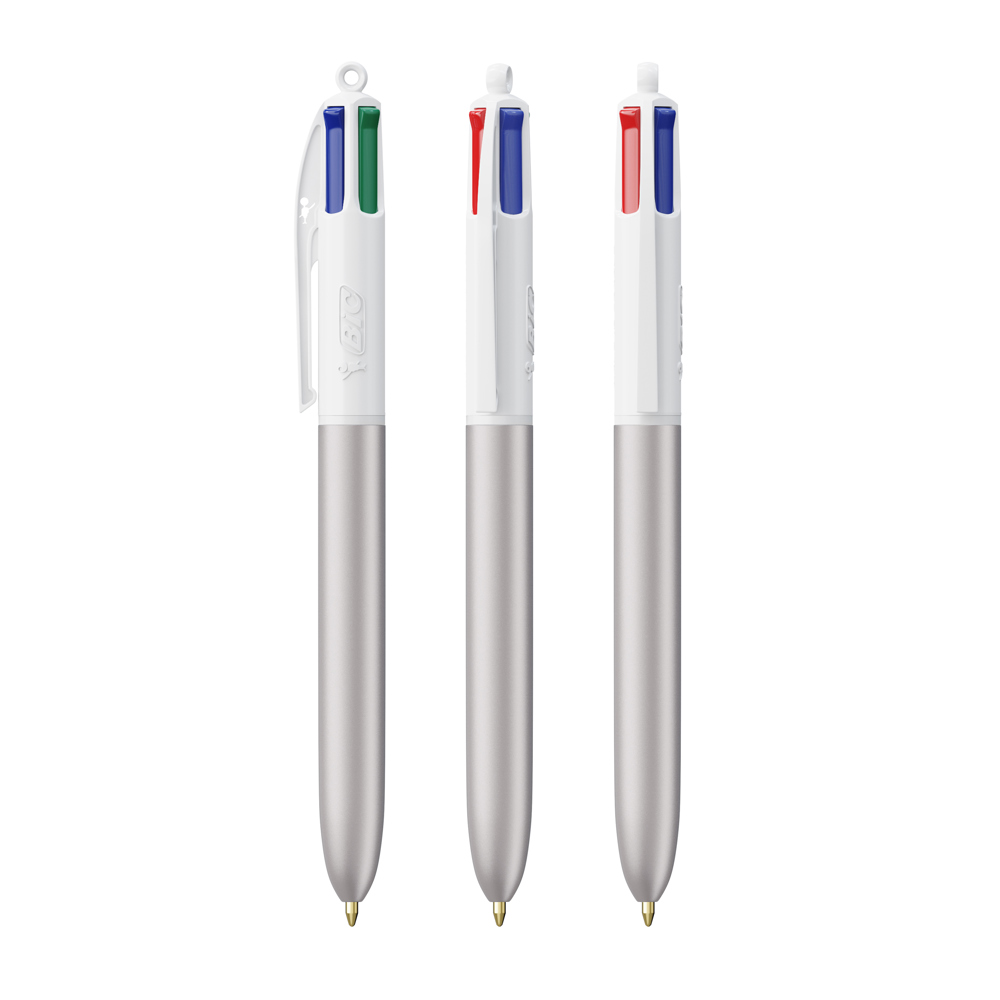 BIC® 4 Colours Glacé with Lanyard - Silver Glacé - Wit