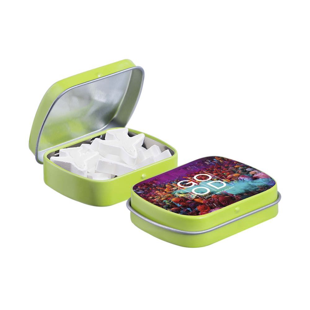 Mini scharnierblikje met vorm pepermunt - Lime